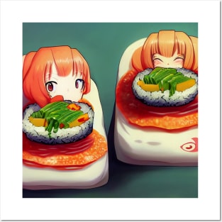 Kawaii Anime Sushi Posters and Art